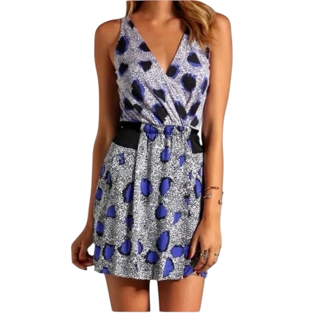 Diane von Furstenberg Blue and Black Women's silk blend Dress size 8